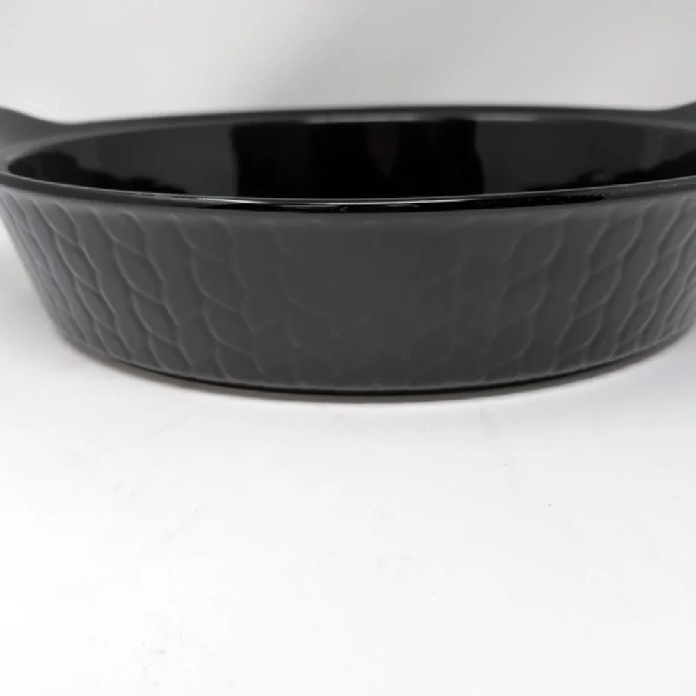 Temptations by Tara Carved Willow 4 Quart Oval Baker Baking Dish Black Oven Safe